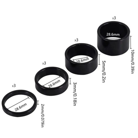 8 Piece Aluminum Bicycle Headset Spacer Set For One And One Eighth Inch Threadless Stems Includes 2mm 3mm 5mm 10mm Spacers
