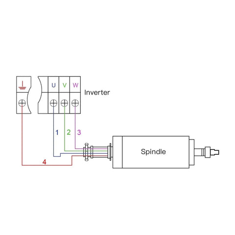 Wiring diagram for Top Shelf Constant Torque Spindle Motor With ER20 Chuck Nut And Slotting Arbor Plug And Play 220V Or 380V 21,000 RPM.