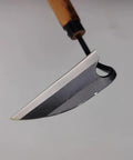Close-up of Effortless Weeding Sickle Garden Tool With Curved Handle Hand Forged High Carbon Steel Scythe For Grass Cutting