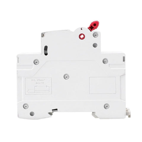 Side view of Double Pole DIN Rail MCB 6kA Miniature Circuit Breaker 40A 63A AC Type With CB 230/400V DIN Rail Mount for panels.