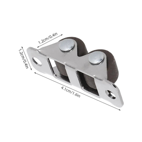Rock Solid Mini Fixed Caster Wheels Set Of Four With Double Row Carbon Steel Build For Precision Tables and Mobile Workstations displayed from an angle with measurements.