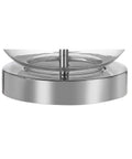 Close-up of chrome base on Clear Glass Table Lamp 20.5 Inches With White Linen Shade Sleek Modern Gourd Design LED Bulb Included UL Listed