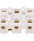 Top Shelf Terminal Block Strip And Barrier Wire Connector With Flame Retardant Plastic For Hassle Free Diy Electrical Upgrades And Heavy Duty Reliable Performance, close-up view of the white terminal block.