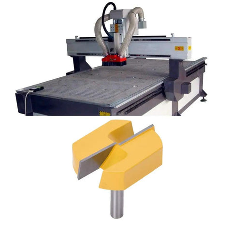 8mm Shank Carbide Tipped Router Bit For Bottom Cleaning And Slab Flattening, 57x40x15mm, shown with CNC machine