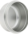 Close-up of Four Pack 2.5 Inch Trailer Axle Dust Caps For EZ Lube Hubs 6 On 5.5 Inch Silver Replacement Dust Covers