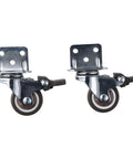 Beefy Side Mount Caster Wheels With Brake Set Of 4 1.25 Inch L-Shape TPR Plate, shown with steel mount and dual brakes