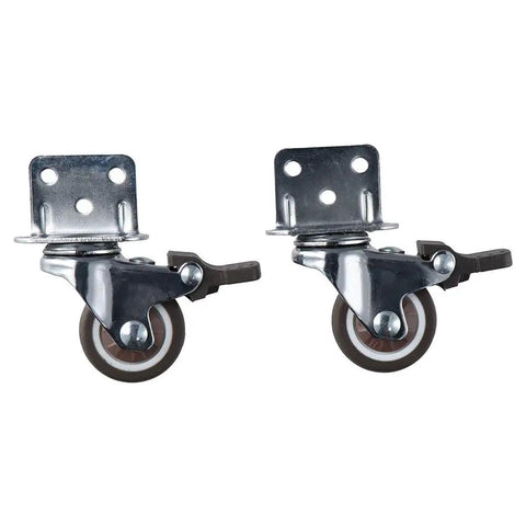 Beefy Side Mount Caster Wheels With Brake Set Of 4 1.25 Inch L-Shape TPR Plate, shown with steel mount and dual brakes