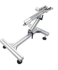Rock Solid Reciprocating Cycle Linear Actuator With Adjustable Metal Stand And Grippy Suction Base 12 Volt 80 Millimeter Stroke 95 Rpm Includes Plug In Power Adapter showing aluminum stand with adjustable features.