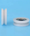 20 Pack U Groove Plastic Coated Bearings 696ZZ POM showing smooth sliding edge and core design for roller doors and windows.