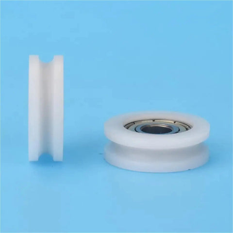 20 Pack U Groove Plastic Coated Bearings 696ZZ POM showing smooth sliding edge and core design for roller doors and windows.