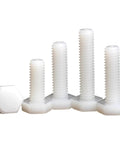Top Shelf M8x15 Nylon Hex Head Screw Bolt Nut And Washer Assortment Kit 10 Piece Pack, with white non-conductive PA66 screws.