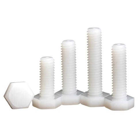 Top Shelf M8x15 Nylon Hex Head Screw Bolt Nut And Washer Assortment Kit 10 Piece Pack, with white non-conductive PA66 screws.
