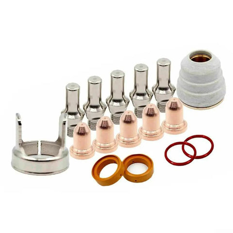 Lincoln Plasma Torch Consumables Kit 16 Pcs For Tomahawk 375 LC25 KP2842 1 To KP2842 5 With 5 Electrodes 5 Nozzles 1 Cap 2 Whirl Rings
