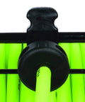 Close-up of Portable Manual Open Face Air Hose Reel For Easy Winding No-Tangle 3/8 Inch By 50 Feet Heavy Duty In ZillaGreen