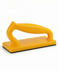 Straight Shooting Push Handle Guide With Killer Non Slip Rubber Footing And Rigged Right Balanced Frame For Smooth Table Jointer Planer Woodfeeding Precision Control, yellow rubber base, ergonomic grip.