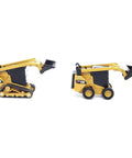 One Sixty Four Scale Skid Steer Loader And Compact Track Loader Set with diecast metal build and working arms in side view