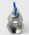 Tough As Nails SS304 Threaded Ball Valve With Npt Female Threads designed for effortless water oil and gas line control, showing top view.