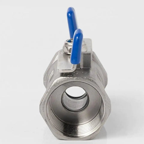 Tough As Nails SS304 Threaded Ball Valve With Npt Female Threads designed for effortless water oil and gas line control, showing top view.