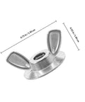 20 Pack Hurricane Shutter Wing Nuts 1/4-20 With Washer Base For Quick Release Storm Panels, shown with dimensions