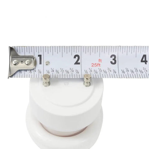 GU24 Base 23W CFL Bulbs 1600 Lumens Warm White 3500K, 2-Pin Twist Lock measuring 2 inches with tape measure