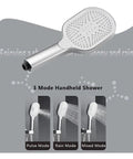 Hidden Wall Mounted Shower System With Led Digital Display And Waterfall Rain Head Matte White Slick Embedded Design Smooth Operation No Fuss Modern Bathroom Upgrade Temperature Control Anti Scald Safety featuring a 3 mode handheld shower.