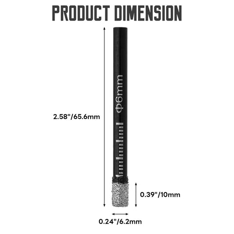 Four Piece Dry Diamond Drill Bits Set For Tile Porcelain Ceramic Stone Glass Granite Marble 6mm Diamond Hole Saw Core Bits