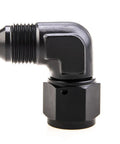 8AN Female To 8AN Male Flare 90 Degree Swivel Hose Fitting Adapter Aluminum Anodized Black AN8 To AN8 Three Quarter Inch UNF Thread 2 Pack For Fuel Oil Gas Water Air Lines, black aluminum elbow