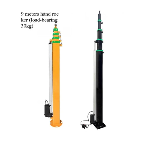Manual Winch Crank Telescopic Mast Aluminum Alloy 3 To 10 Meter Pole for Satellite Dish, showcasing 9-meter height and robust build.