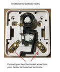 Thermostat connections for Plug-Free Analog Thermostat For Unit Heaters Easy 2-Wire Install Precise Temperature Control.