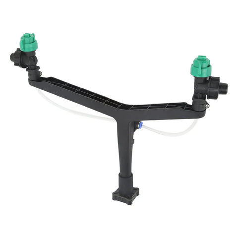 Y Type Double Nozzle For Plant Protection Drones Pro Grade Crop Spraying With Wider Coverage Extends Spraying Range Up To 30 Percent Nylon Rubber Construction Black 215g Drones, shown at an angle with dual green nozzles.