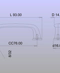 Technical drawing of Nantes Collection 3-Inch Center-To-Center Matte Black Traditional Round Cabinet And Drawer Pull Handle dimensions
