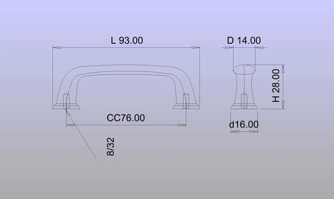 Technical drawing of Nantes Collection 3-Inch Center-To-Center Matte Black Traditional Round Cabinet And Drawer Pull Handle dimensions
