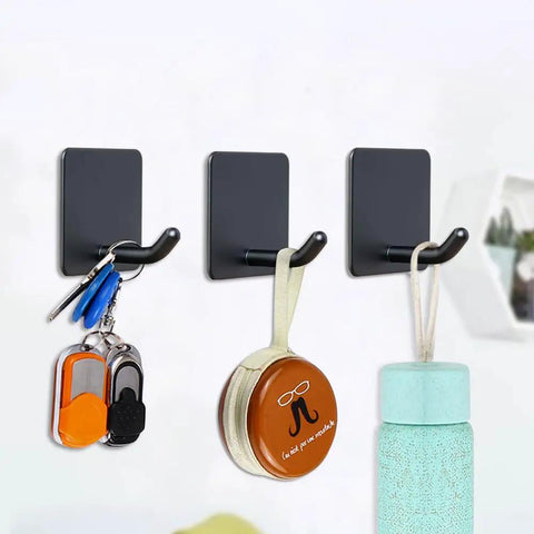 Heavy Duty Adhesive Towel Hooks No Drill Wall Hangers Stick On Shower Hooks with keys and items hanging