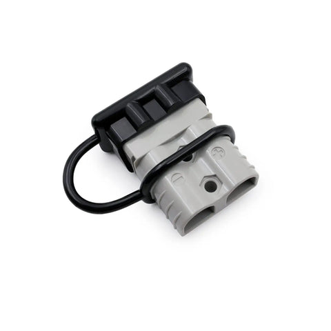 Kickass Universal 120A 6 Gauge AWG Battery Quick Connect Disconnect Kit With Dust Cover Handle For Trailer Winch And Solar Gear Grey connector with black rubber strap