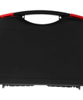 Badass Plastic Toolbox With Ergonomic Handle Designed For Mechanics And Handymen Who Demand Durability Compact Gear Slinger For Trucks, front view, black plastic design.
