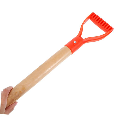 Garden Fork Replacement Handle D Shape Wooden Shovel Grip With Nonslip Surface shown with orange D-shaped grip