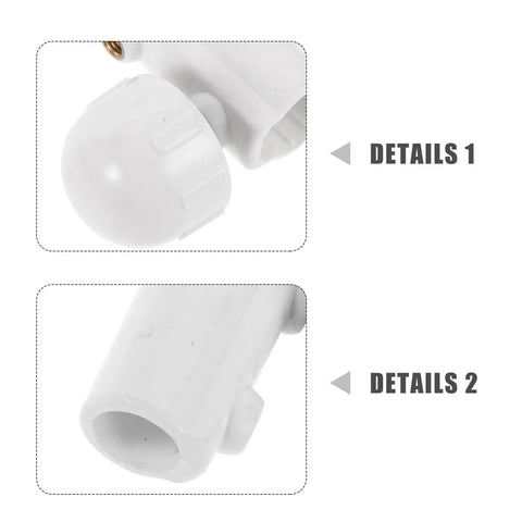 Reusable Infusion Stand Connector Pole Adjuster Buckle 22mm to 19mm Expansion Clip Durable Plastic and Stainless Steel Hygienic Effortless Compatibility for Hospital Infusion Stands, white close-up