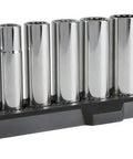 Deep Socket Set 1/2-Inch Drive SAE 12-Point, 11-Piece Workhorse With Quick Engagement and Chrome Finish on Rack