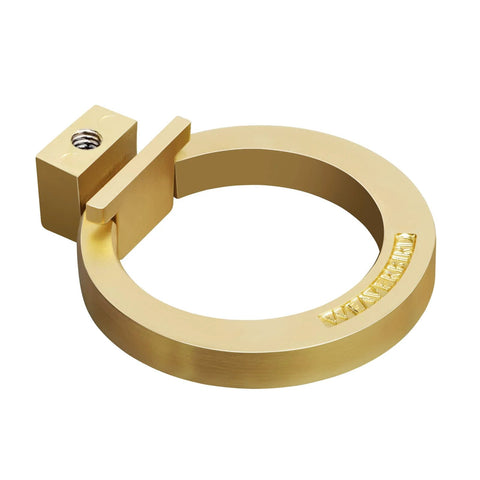 Brushed Gold Cabinet Ring Pulls 4 Pack Zinc Alloy Drawer Pulls hardware close-up, round handle with fingerprint resistant finish