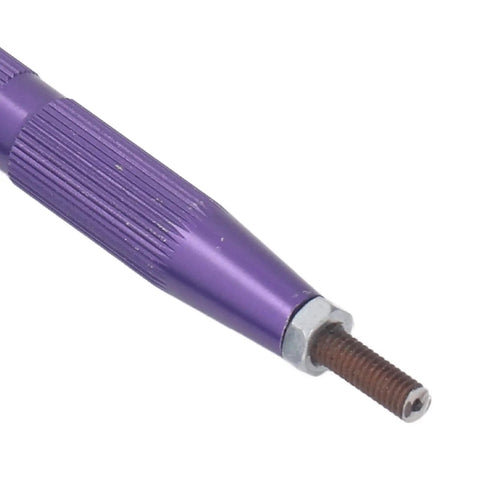 54-Piece Metric Thread Repair Kit With 304 Stainless Steel Inserts For Home, Auto, And Machinery Maintenance, Pro-Grade Insertion Set With Wire Thread Inserts, Twist Drills, Taps, And A Lug-Breaking Tool For Quick, Heavy-Duty Fixes. Purple metal insert tool close-up
