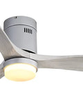 Super Quiet 52 Inch Ceiling Fan With Lights And Remote, Low Profile Flush Mount Modern Wood Fan With 3 Walnut Blades