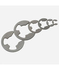 Premium 316 Stainless Steel E Clip Circlip Retaining Ring For Shaft Fastener M7 Size 20 Piece Pack showing various sizes.