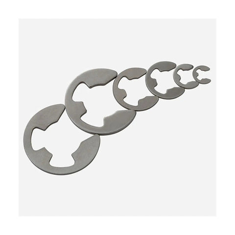 Premium 316 Stainless Steel E Clip Circlip Retaining Ring For Shaft Fastener M7 Size 20 Piece Pack showing various sizes.