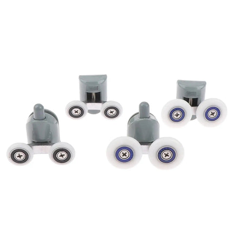 Rock Solid Zinc Alloy Double Shower Door Roller Wheels With Precision Ball Bearing For No Fuss Smooth Glide Cabinet Window And Frameless Glass Track Replacement 25Mm Size, gray wheels with white rims and precision bearings.