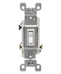 Easy Install 15 Amp 120 Volt Toggle Framed 3 Way AC Quiet Switch With Grounding For Residential Use White Finish Quickwire Push In And Side Wiring 6 Pack Model 1453 2WM, white 3-way switch