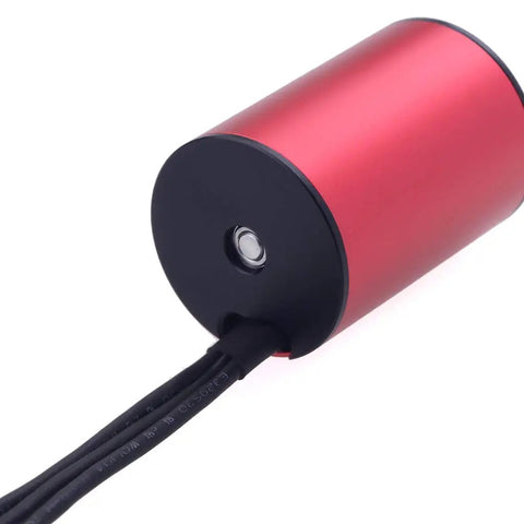 Replacement 2430 5800KV Waterproof Brushless Motor Shaft 2.0mm for 1/16 and 1/18 RC Cars, red aluminum heatsink visible