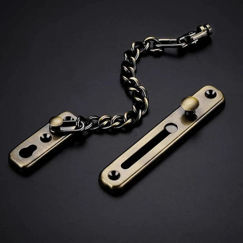 Beefy Stainless Steel Door Security Chain Stopper Featuring Two Inch Ventilation Gap And Rust Resistant Brushed Finish For Front Door giving you total peace of mind setup.