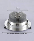 WKNHHL Recessed Lighting Housing Trim Kits Aisle Downlight Round Led Recessed Ceiling Ultra Thin Flat Panel showing 140 mm aluminum housing.