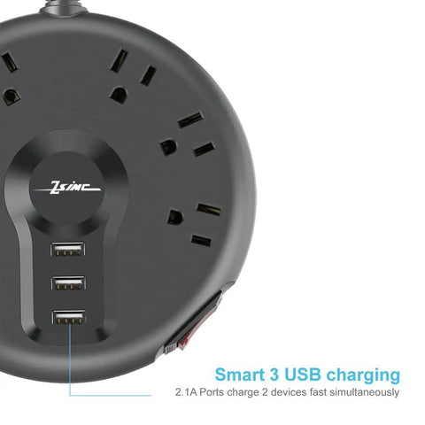 Power Strip With Six Outlets And Three USB Ports, Six And A Half Foot Long Flat Plug Cord, Surge Protector With Overload Protection