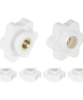 Six Pack Star Knobs M5 Female Thread 25mm 6 Point Plastic Head Brass Insert Through Hole Screw In Hand Knobs Clamping Handles White